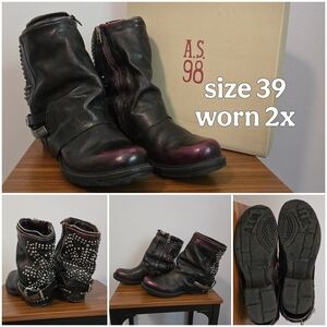 A.S.98 "Sid" Fuchsia Black Leather Boots